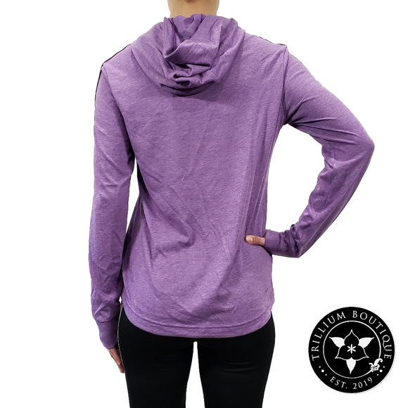 Adidas Climalite Women's Jersey Hoodie Purple Adidas Iconic Stripes and Logo NWT - Picture 5 of 5